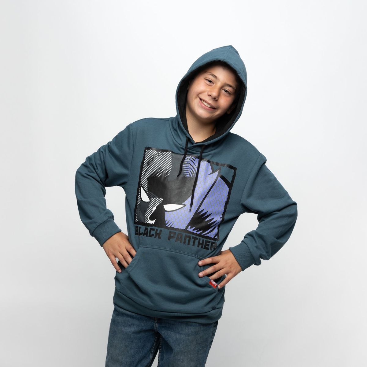 MARVEL - Poleron Niño Black Panther Vintage Gris Marvel