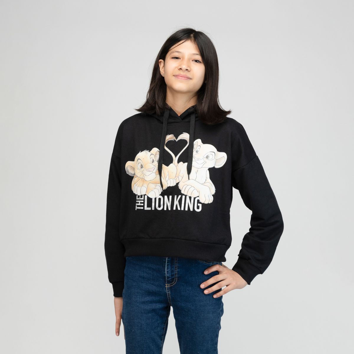 DISNEY - Poleron Niña Rey León Colitas Negro Disney