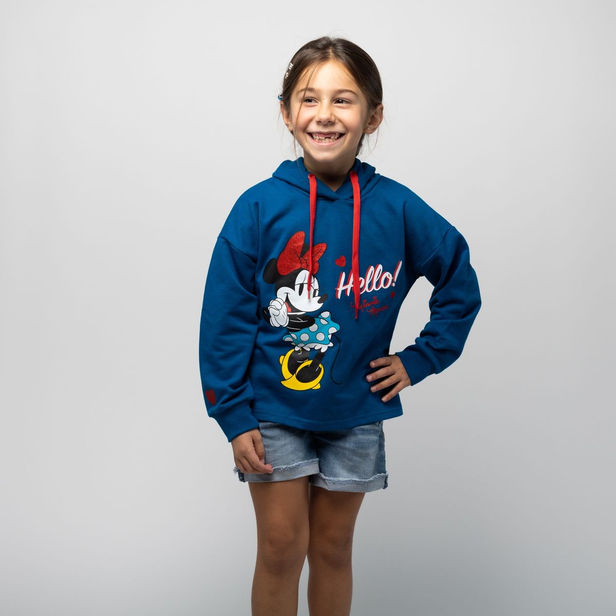 DISNEY - Poleron Niña Minnie Hello Azul Disney