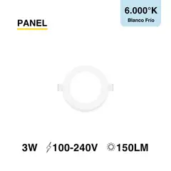 DEMASLED - Foco LED redondo blanco Embutido de 85cm 3W Blanco Frío