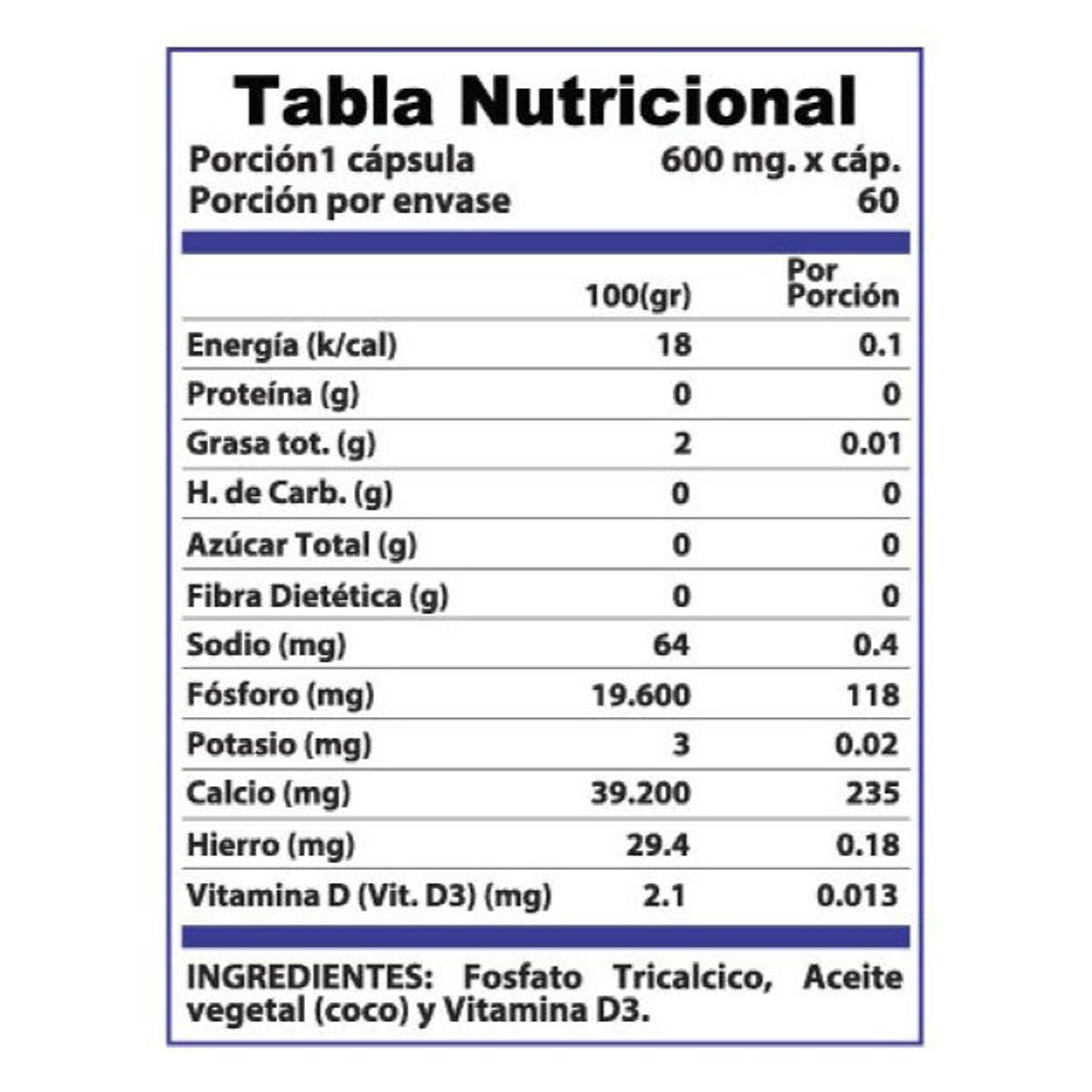 WINKLER NUTRITION - Vitamina D3  Calcio 60 Cápsulas