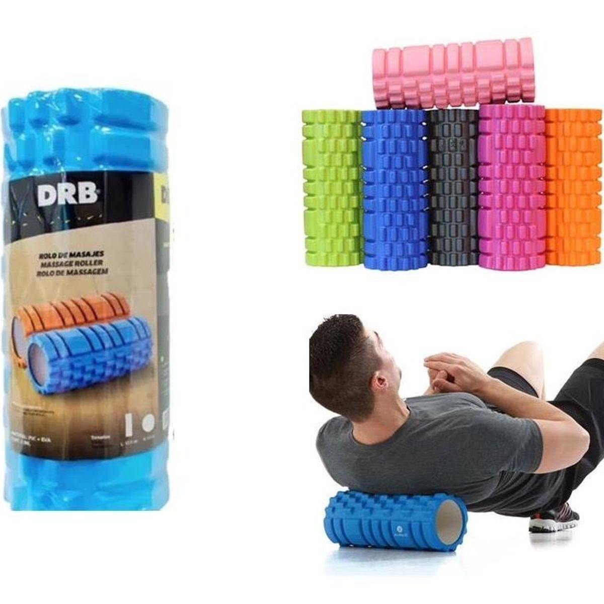 DRB - Rolo Rodillo De Elongación Masaje Texturado Foam Roller Yoga