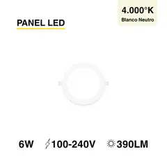 DEMASLED - Foco LED redondo blanco Embutido de 12cm 6W Blanco Neutro