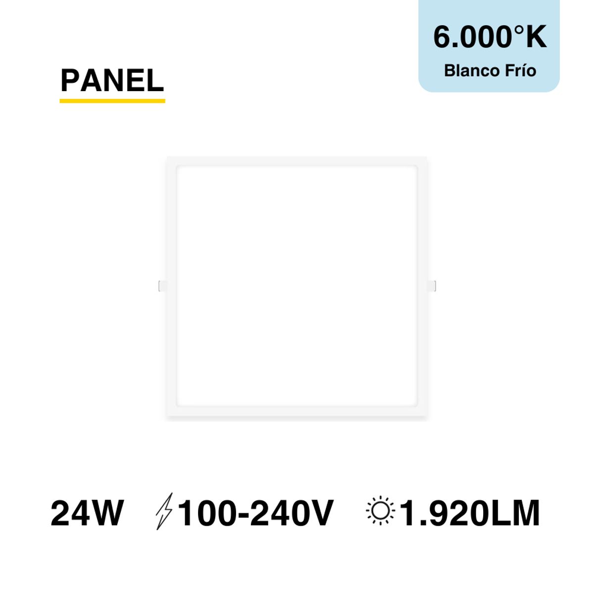 DEMASLED - Panel LED cuadrado blanco Embutido de 30x30cm 24W Blanco Frío