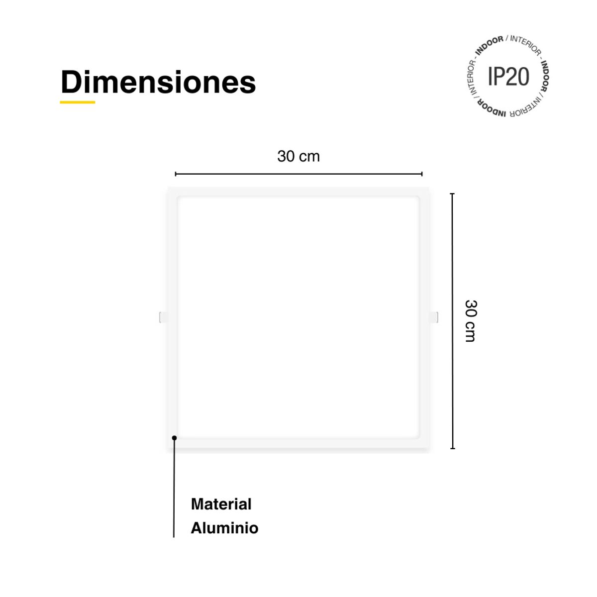 DEMASLED - Panel LED cuadrado blanco Embutido de 30x30cm 24W Blanco Frío