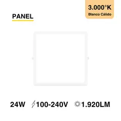 DEMASLED - Panel LED cuadrado blanco Embutido de 30x30cm 24W Blanco Cálido