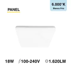 DEMASLED - Panel LED cuadrado Embutido 17x17cm 18W Blanco Frío