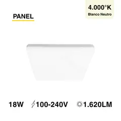 DEMASLED - Panel LED cuadrado Embutido 17x17cm 18W Blanco Neutro