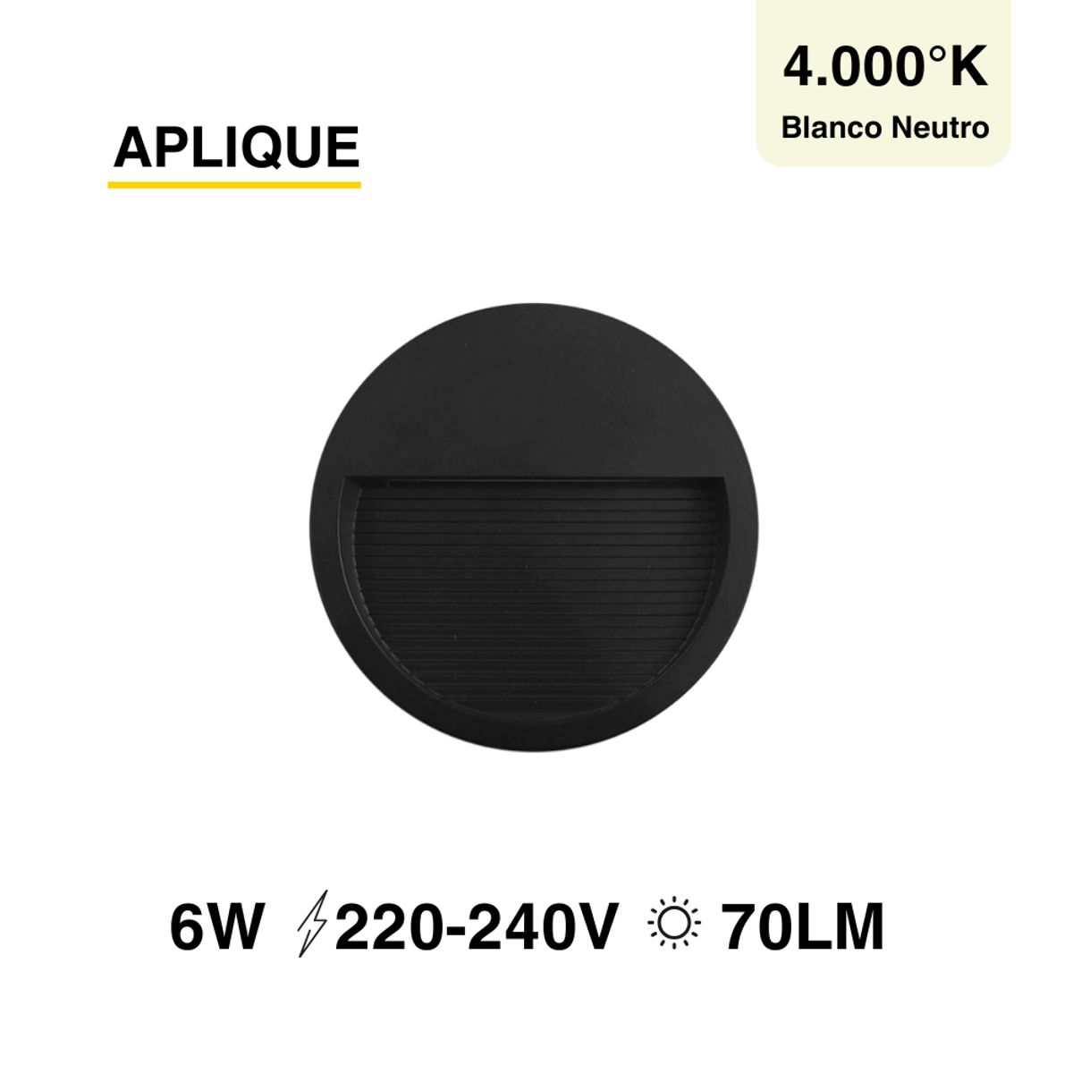 DEMASLED - Aplique Exterior Redondo 6W Blanco Neutro 12cm 220-240V