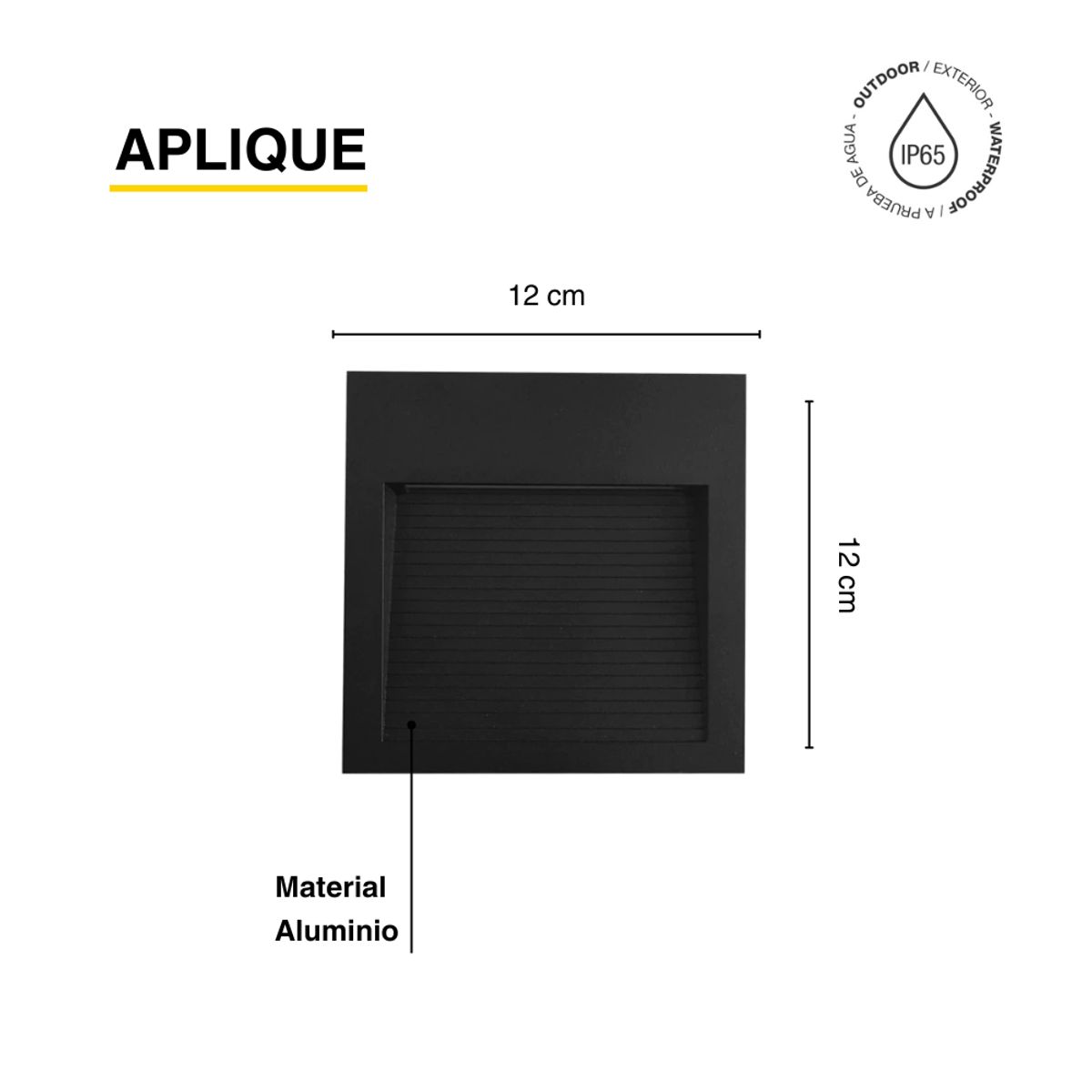 Aplique Exterior Pared Aluminio Foco Led 6w Cuadrado 12x12cm 220-240V, marca DEMASLED - Foto 2