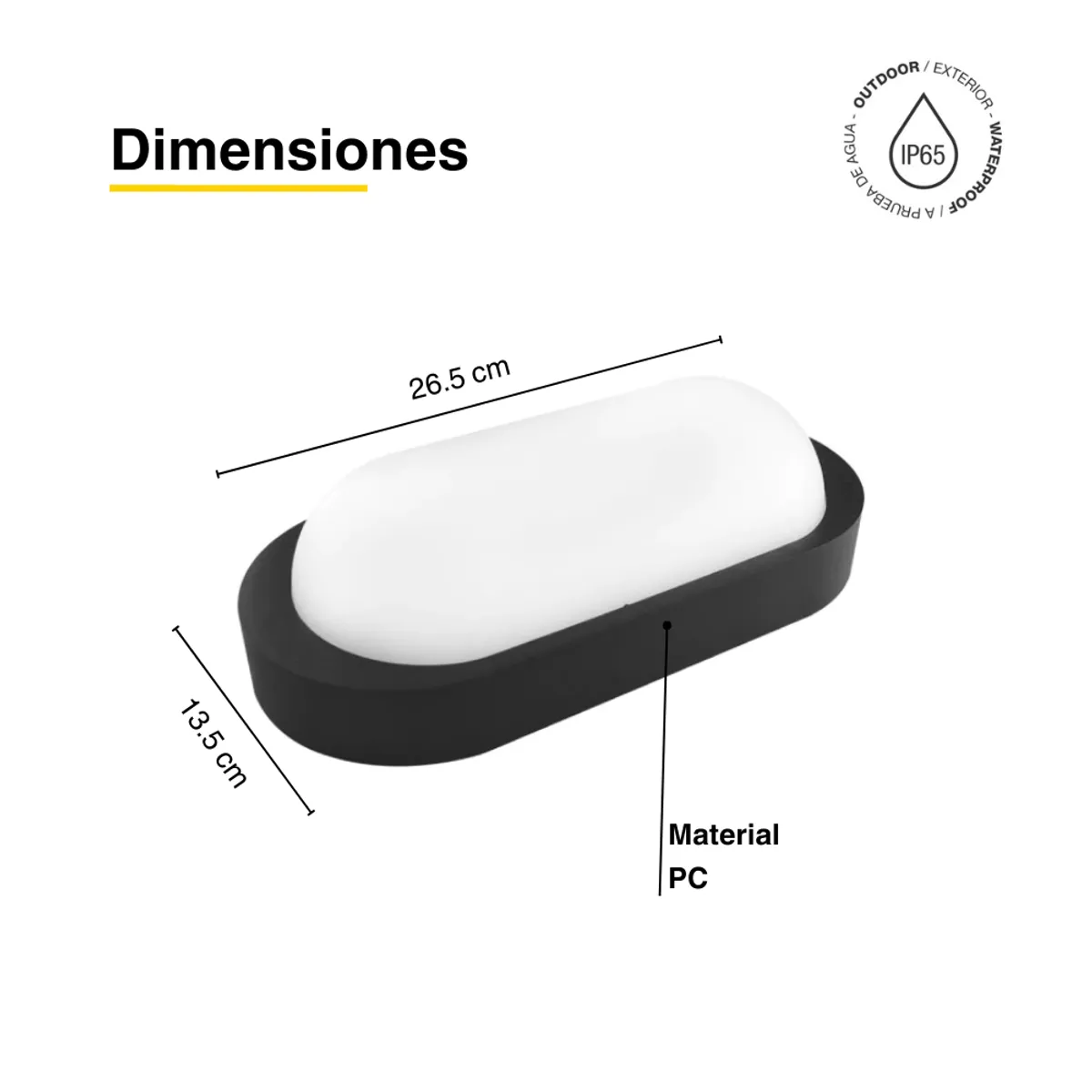 Foco Led Aplique Exterior Ip65 Ovalado Led 18w Blanco Neutro 220v, marca DEMASLED - Foto 2