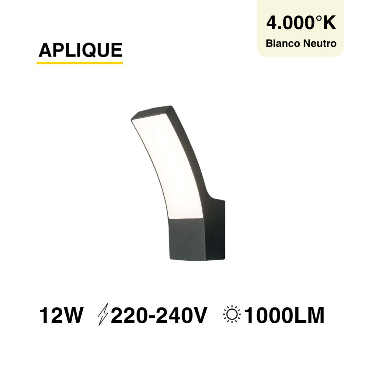 DEMASLED - Aplique Exterior Curvo Led Pared 11w Blanco Neutro 220v Ip65