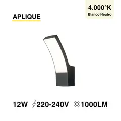 DEMASLED - Aplique Exterior Curvo Led Pared 11w Blanco Neutro 220v Ip65