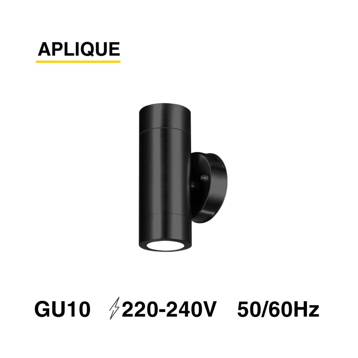 DEMASLED - Foco Aplique Redondo Lampara Bidireccional Negro 220v Ip54