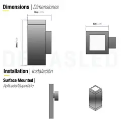 DEMASLED - Foco Lampara Aplique Led Exterior Ip54 Bidireccional Gris Oscuro Gu10