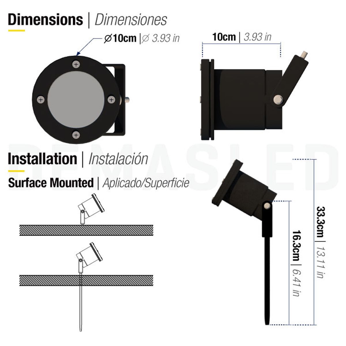 DEMASLED - Foco Farol Estaca Piso Jardin Porta Ampolleta Gu10 Ip54