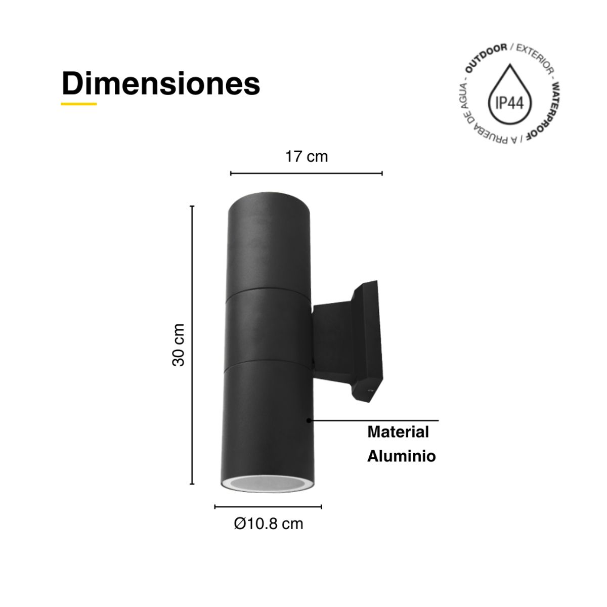 DEMASLED - Lampara Aplique Muro Pared Bidireccional Porta 2 E27 Ip44