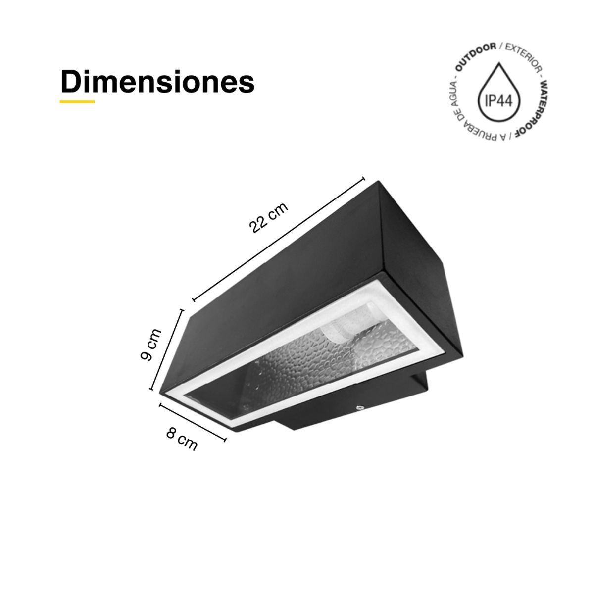 DEMASLED - Foco Aplique Muro Pared Exterior Bidireccional Porta 1 E27