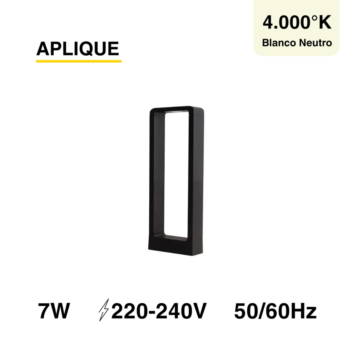 DEMASLED - Foco Aplique Led 7w Decorativo Rectangulo 30cm Piso Exterior