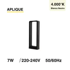 DEMASLED - Foco Aplique Led 7w Decorativo Rectangulo 30cm Piso Exterior
