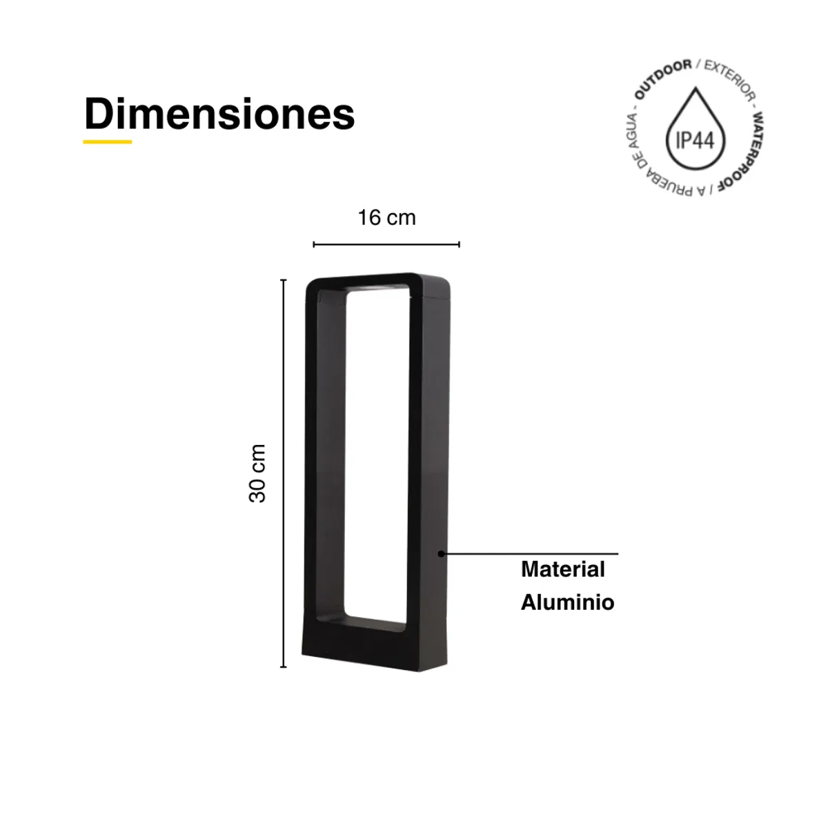 DEMASLED - Foco Aplique Led 7w Decorativo Rectangulo 30cm Piso Exterior