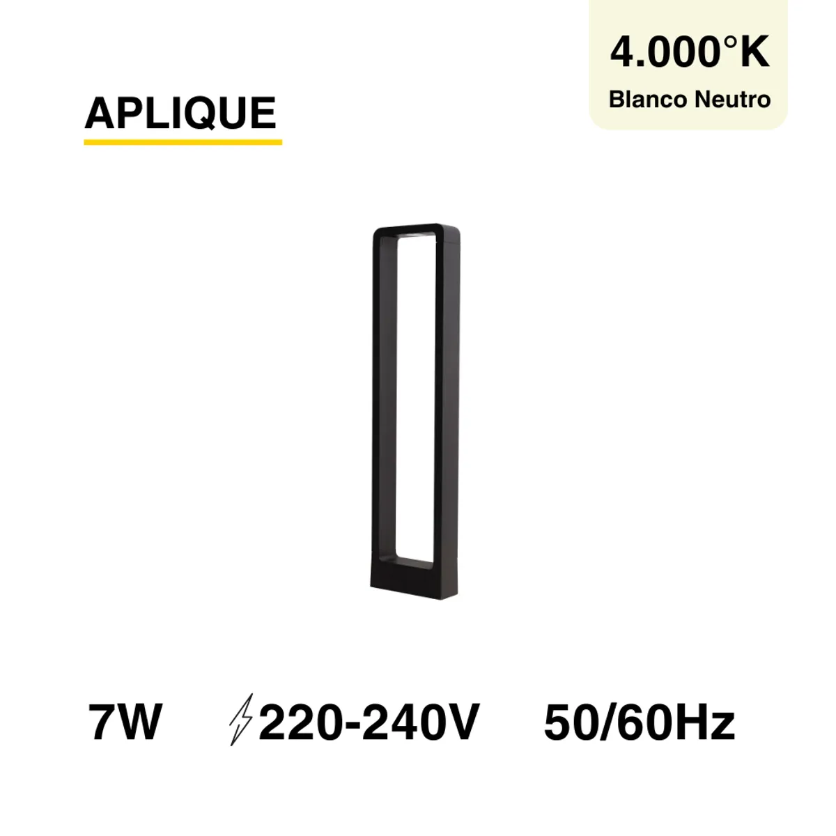 DEMASLED - Foco Aplique Led 7w Decorativo Rectángulo 60cm Piso Exterior