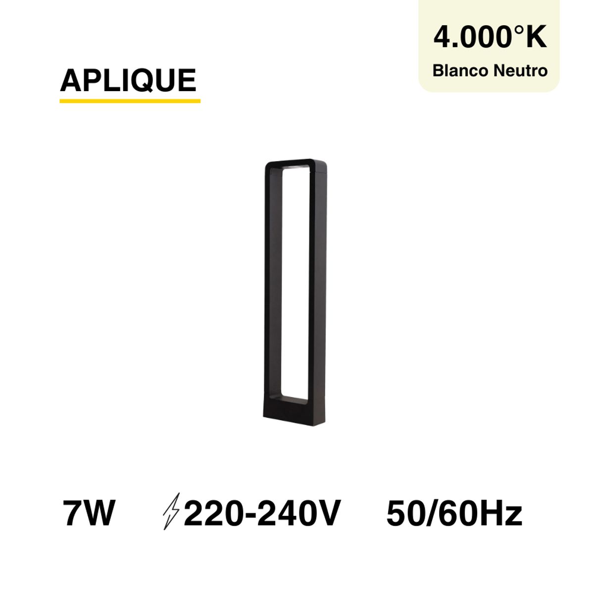 DEMASLED - Foco Aplique Led 7w Decorativo Rectángulo 60cm Piso Exterior