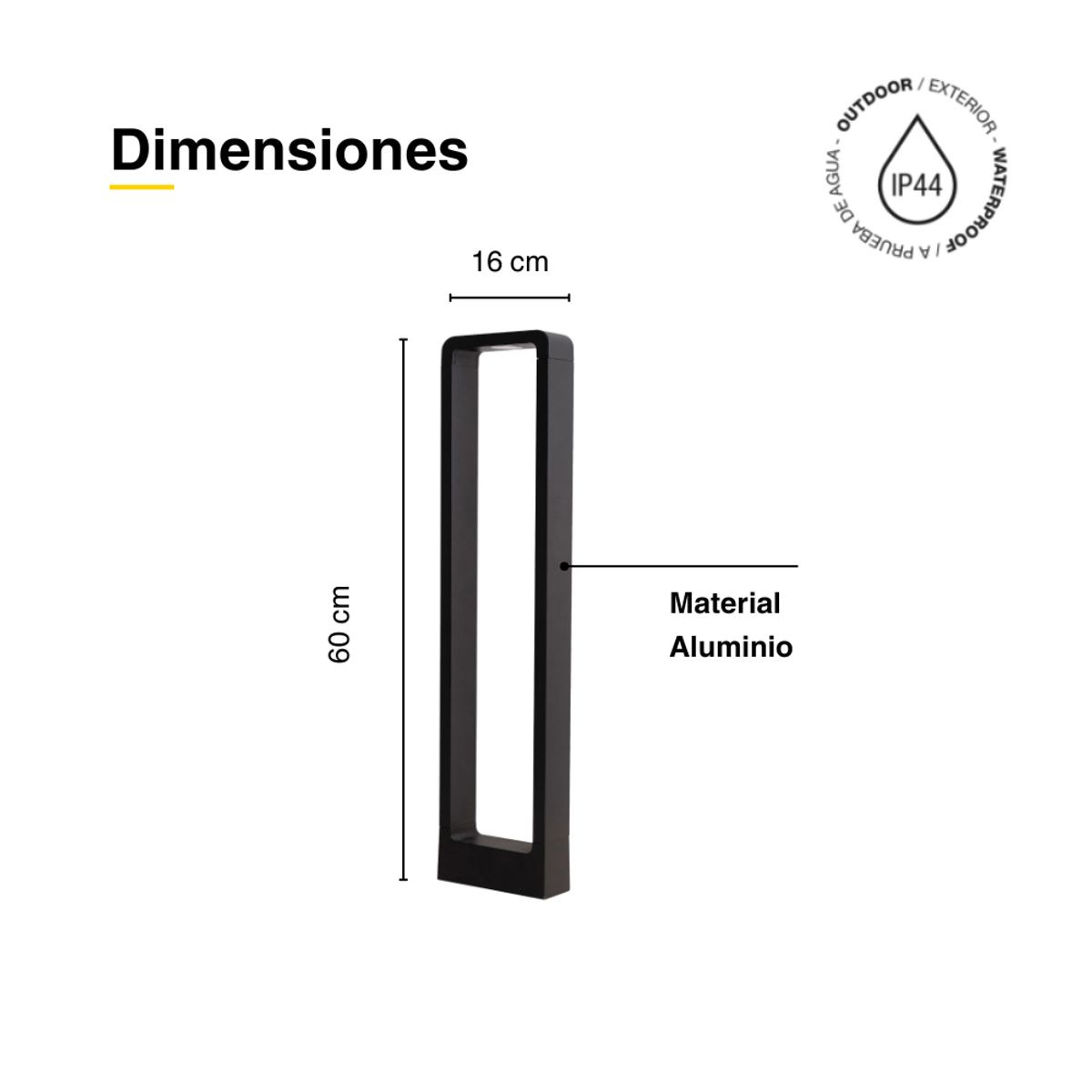 DEMASLED - Foco Aplique Led 7w Decorativo Rectángulo 60cm Piso Exterior