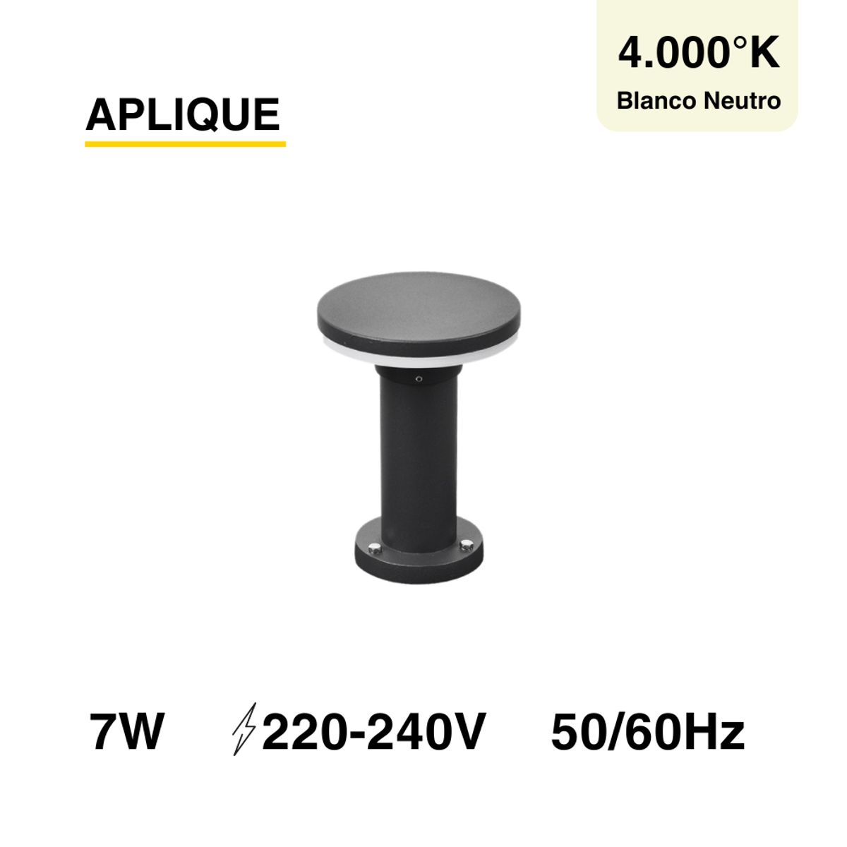 DEMASLED - Aplique Farol Foco Led 7w Poste 30cm Pilar Jardín Exterior