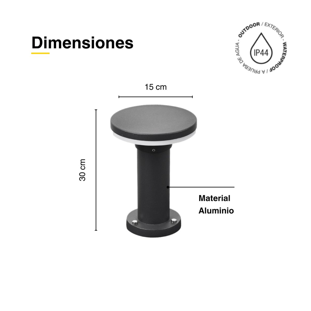 DEMASLED - Aplique Farol Foco Led 7w Poste 30cm Pilar Jardín Exterior
