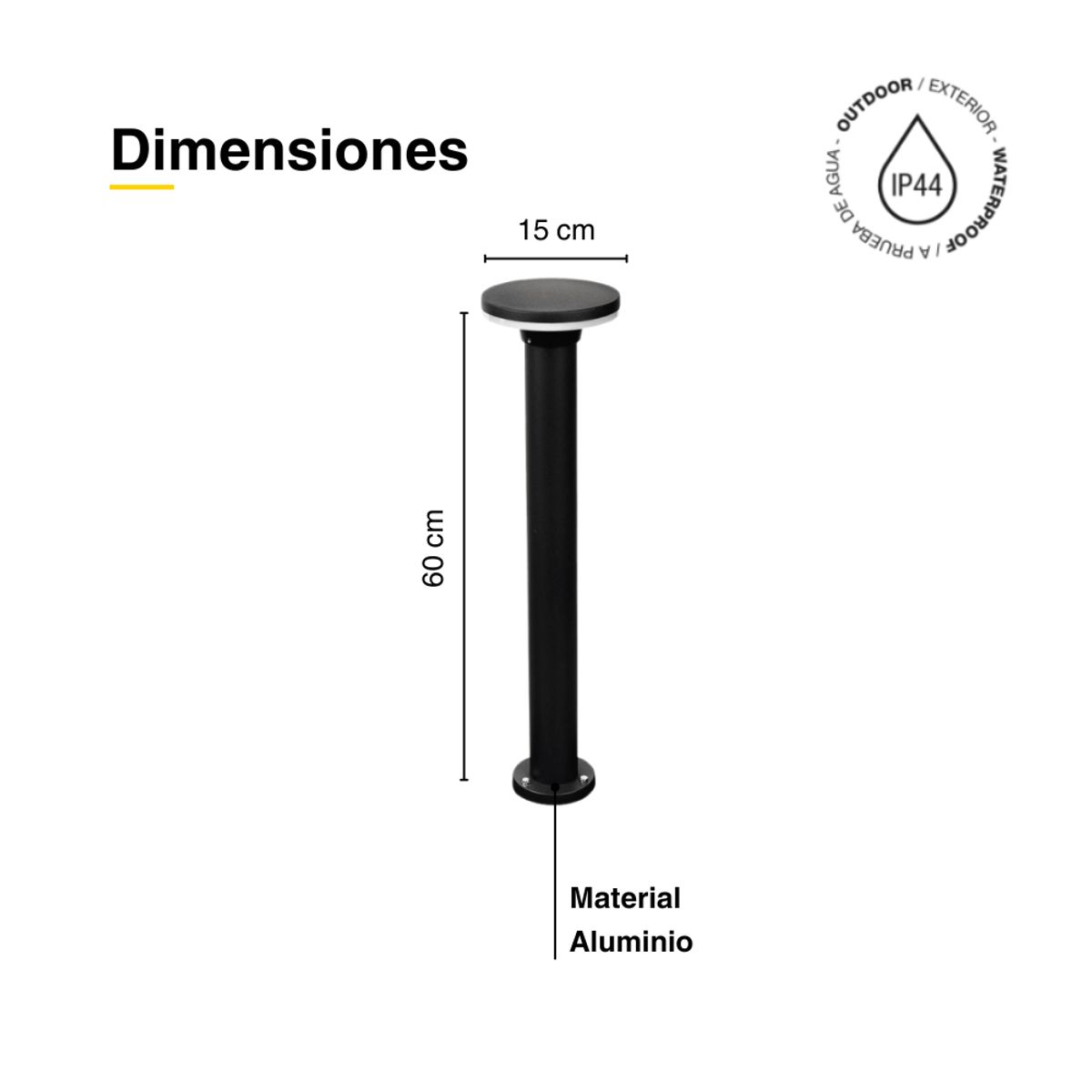 DEMASLED - Aplique Farol Foco Led 7w Poste 60cm Pilar Jardín Exterior