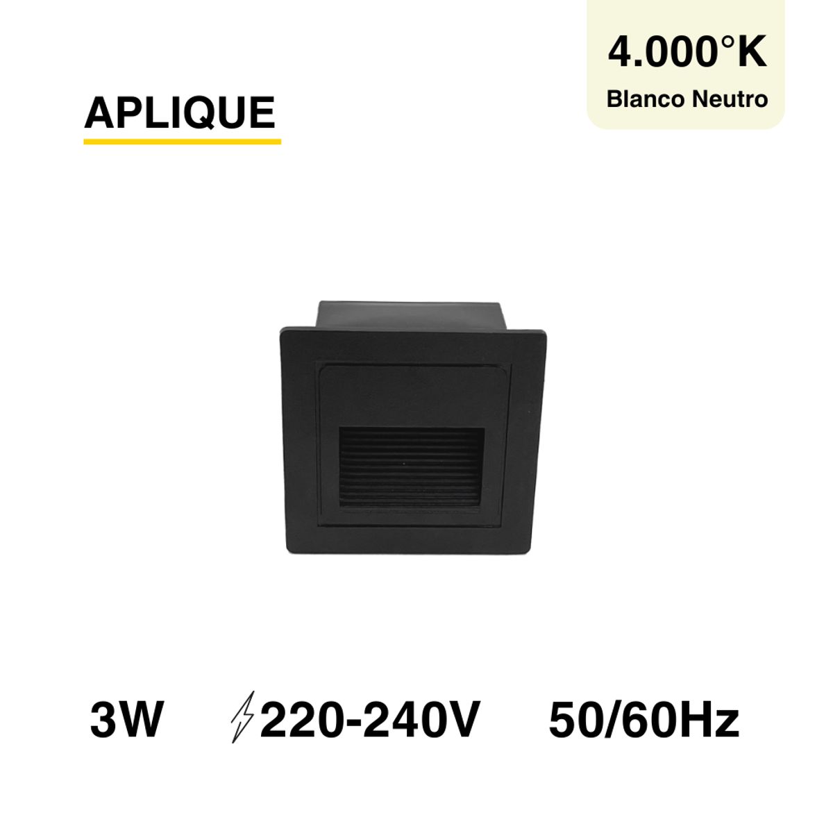 DEMASLED - Foco Aplique Embutido Muro Pared 8,5 cm Luz Neutra 3w 220v