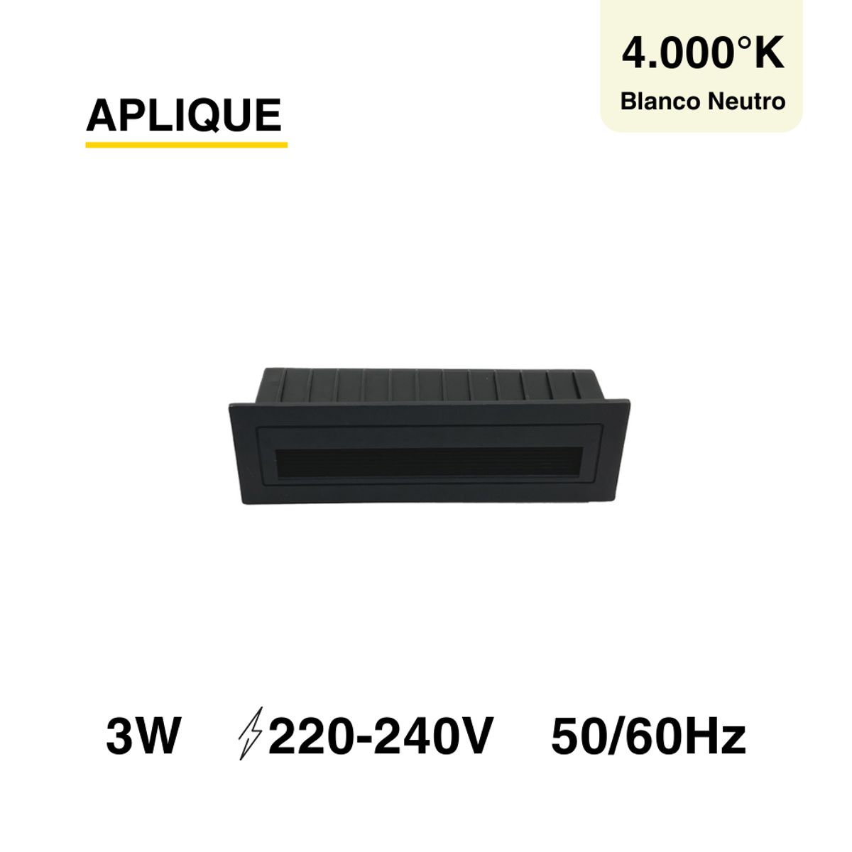 DEMASLED - Foco Aplique Rectangular Embutido Muro Pared Luz Neutra 6w