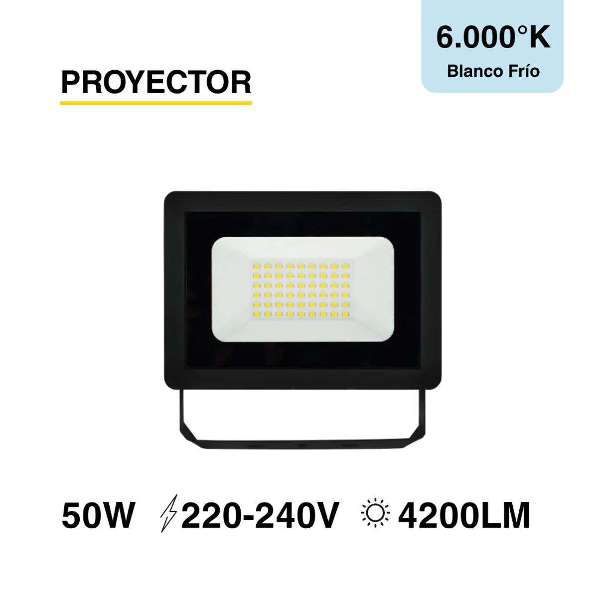DEMASLED - Foco LED Exterior Proyector de área SEC IP65 50W Blanco Frío 220V