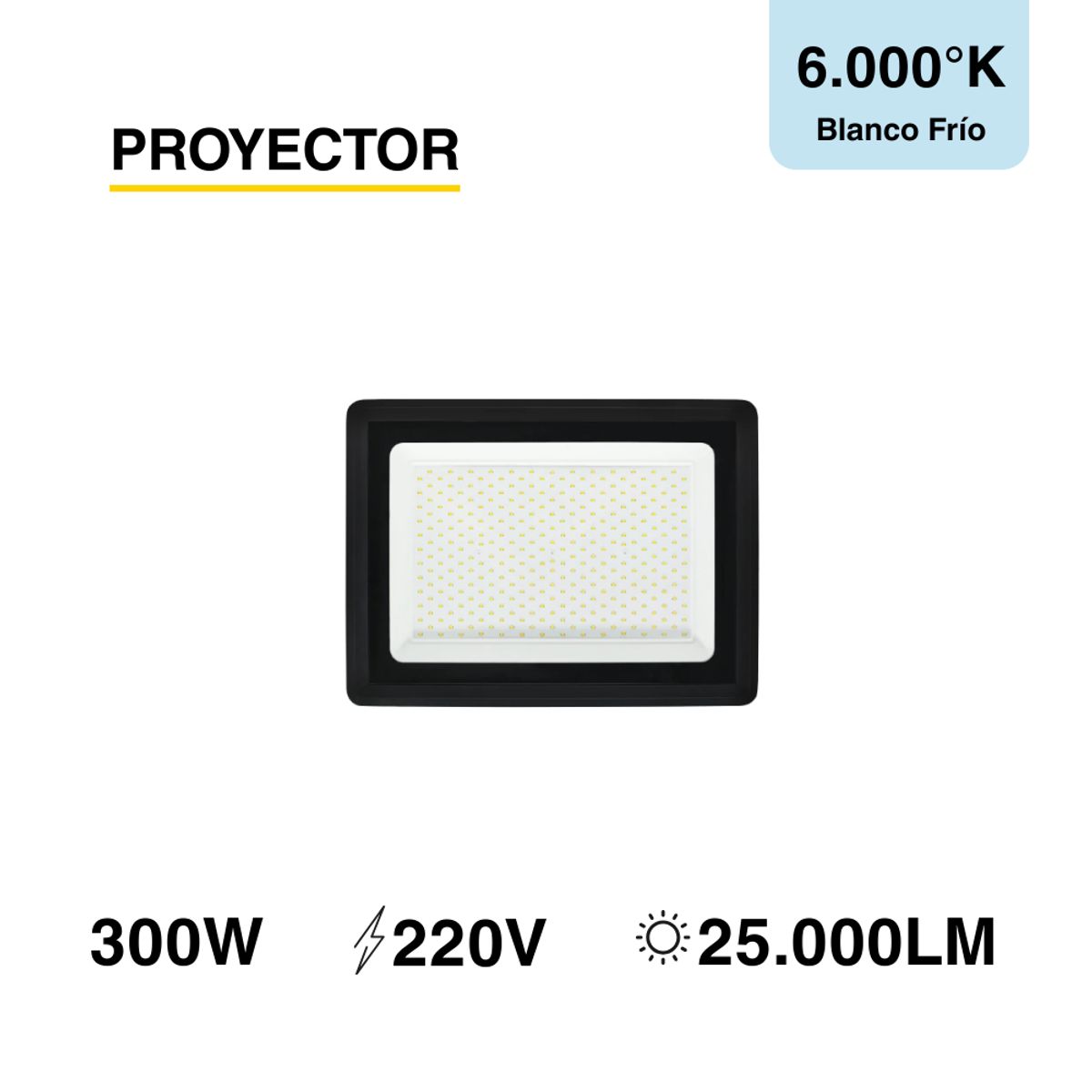 Foco LED Exterior Proyector de área SEC IP65 300W Blanco Frío 220V, marca DEMASLED - Foto 2