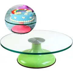 GENERICO - Base Giratoria Tortas Plato Giratorio Base Vidrio Verde 30cm