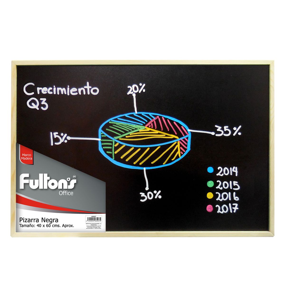 FULTONS - Pizarra Negra Tiza 40x60cm Marco De Madera Fultons
