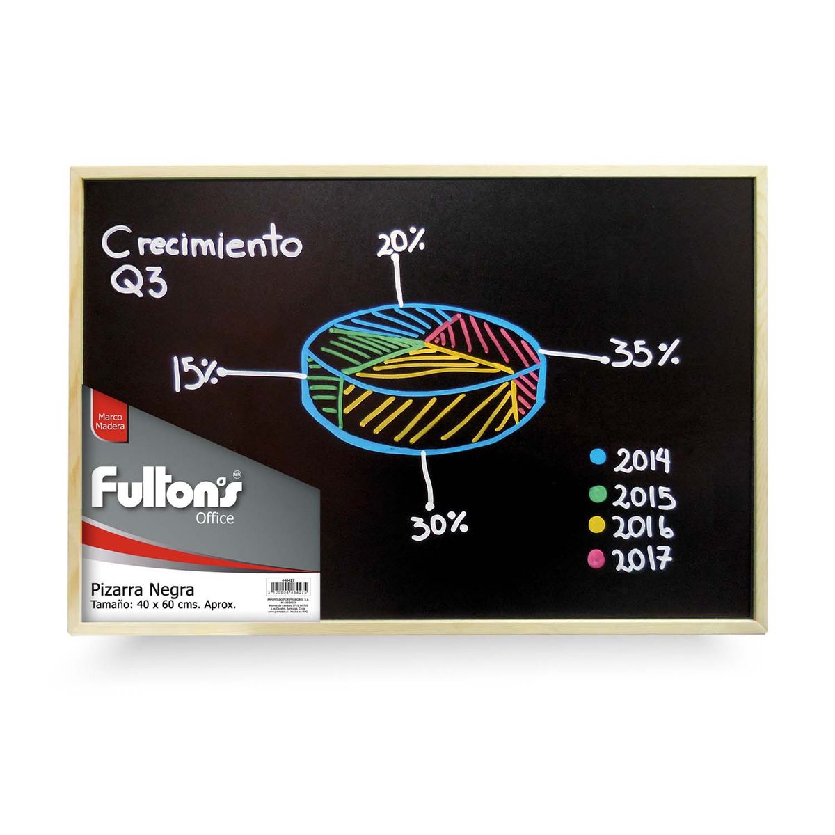 FULTONS - Pizarra Negra Tiza 40x60cm Marco De Madera Fultons