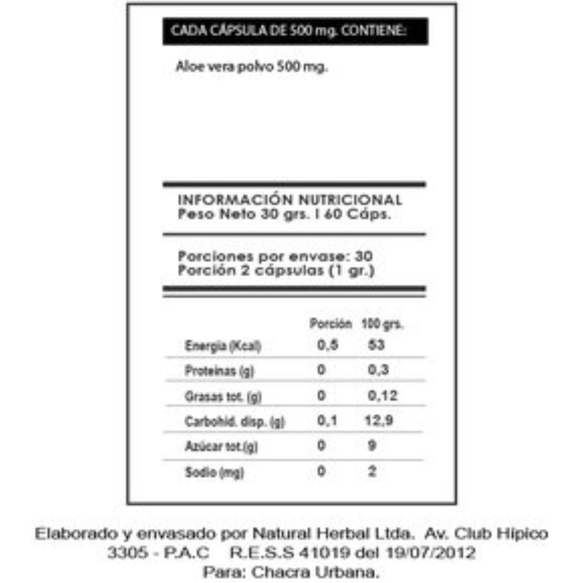 GENERICO - Aloe, en 60 casulas, 500mg