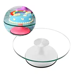 GENERICO - Base Giratoria Tortas Plato Giratorio Base Vidrio Blanco 30cm