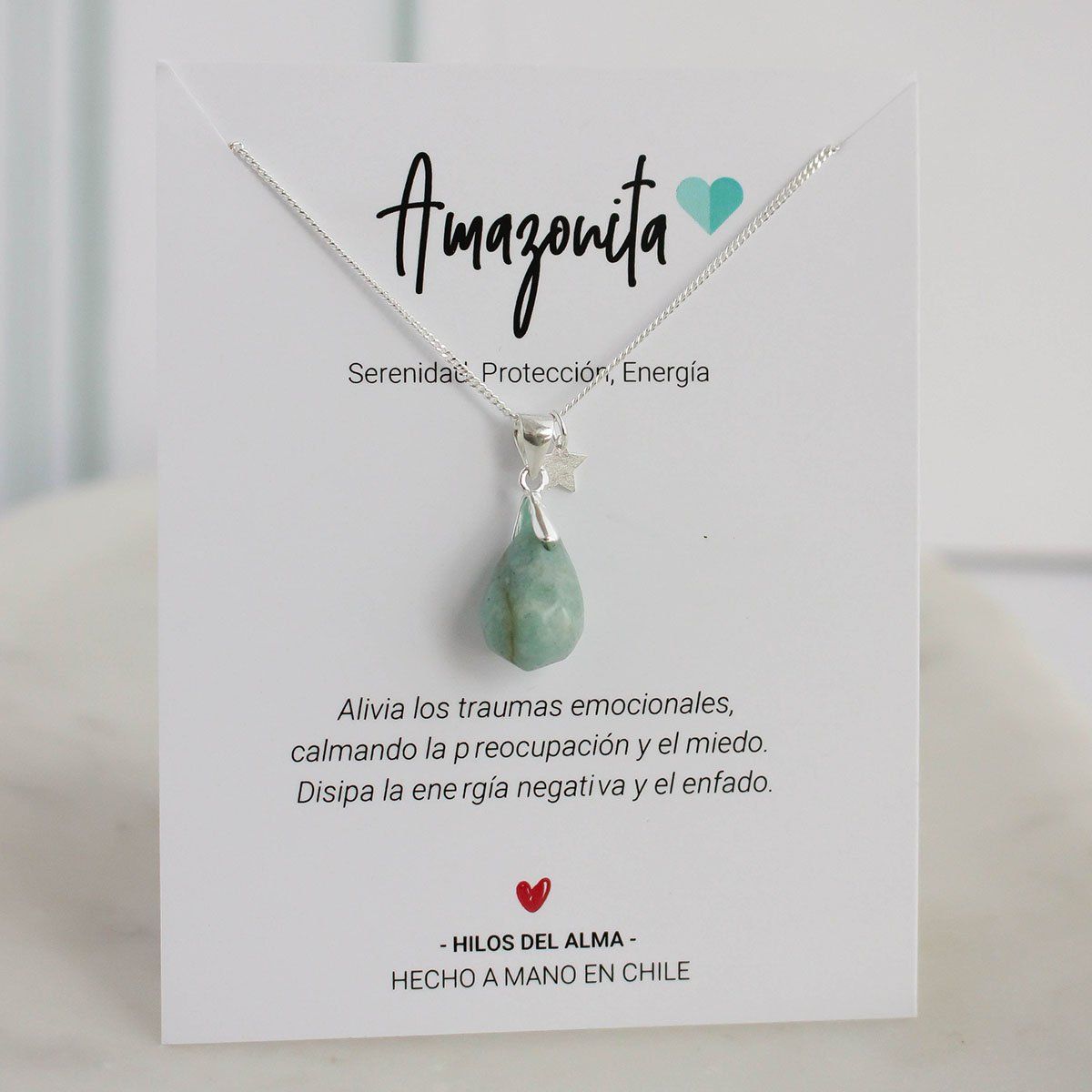 GENERICO - Collar de Plata 925 con piedra natural Amazonita.