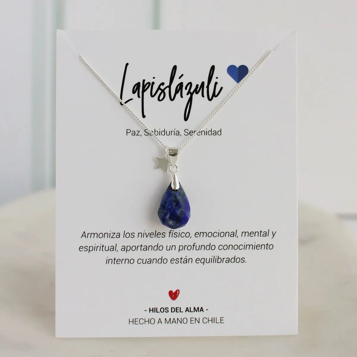 GENERICO - Collar de Plata 925 con piedra natural Lapislázuli