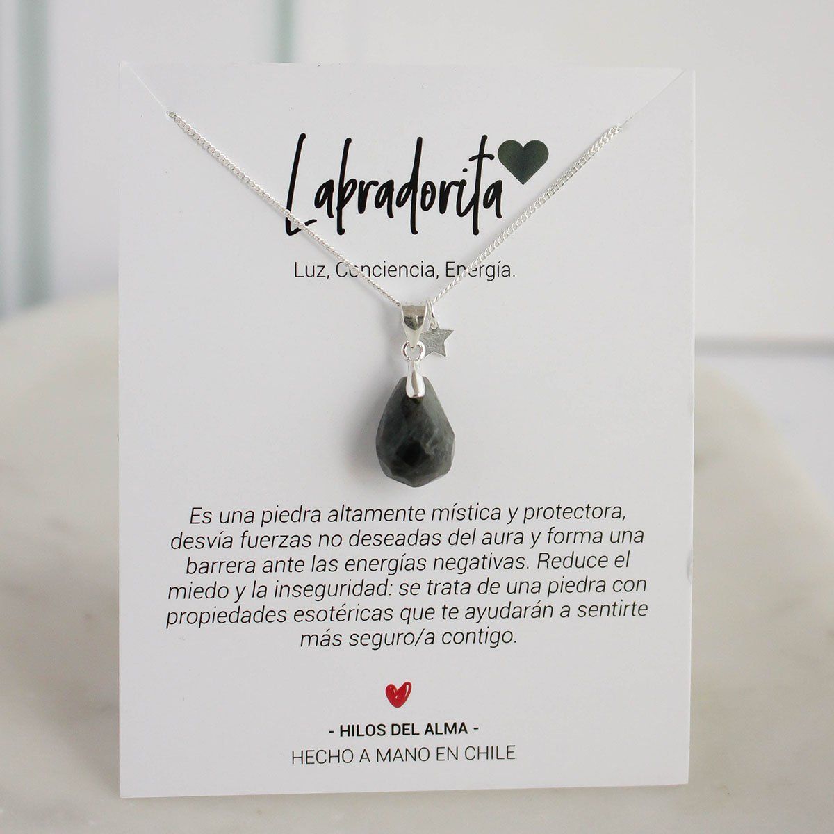 GENERICO - Collar de Plata 925  con piedra natural Labradorita