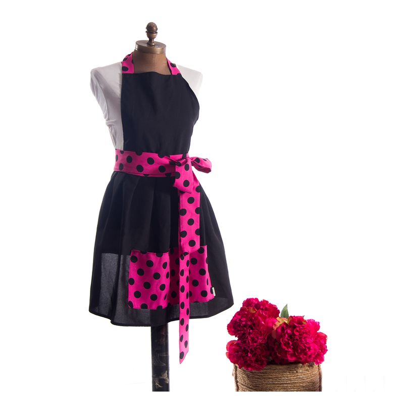 COCHO COCHO - Delantal Cocho Cocho Negro y Fucsia
