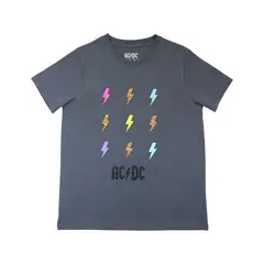 AC DC - Polera Mujer YOU Acdc Relampagos Gris