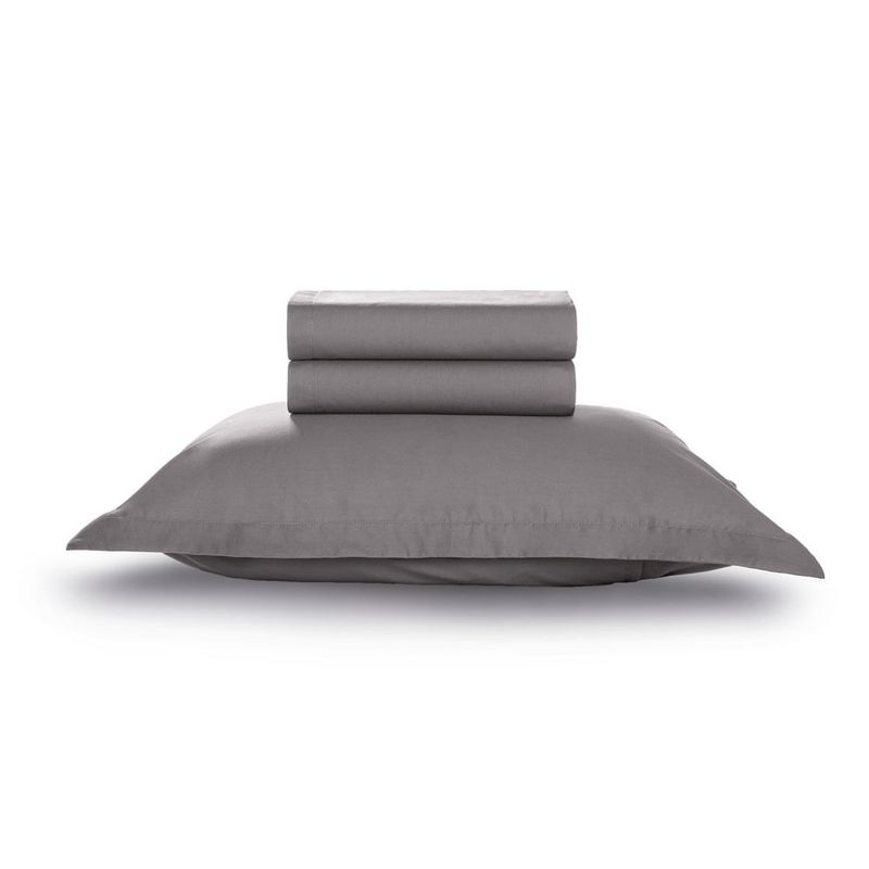 KARSTEN - Juego de sábanas Karsten Liss 1.5 plazas 180 hilos Gris