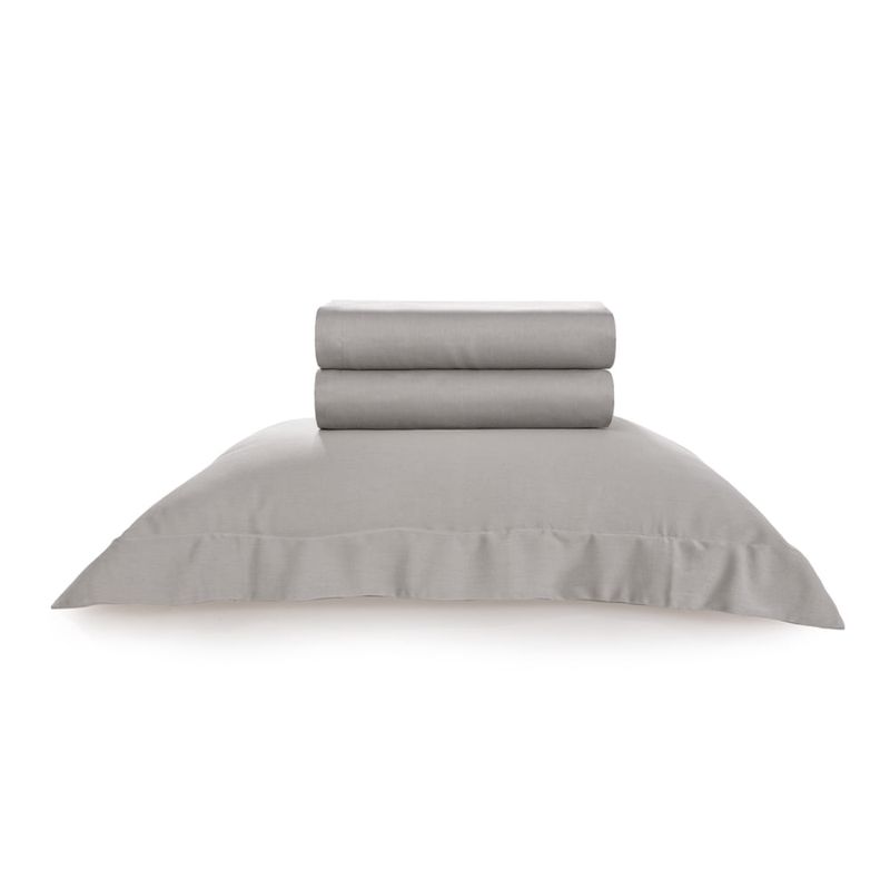 KARSTEN - Juego de sábanas Karsten Domos 1.5 plazas 270 hilos Gris