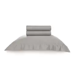 KARSTEN - Juego de sábanas Domos 1.5 plazas 270 hilos Gris