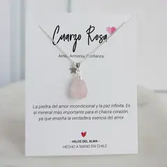 GENERICO - Collar de Plata 925 con piedra natural Cuarzo Rosa
