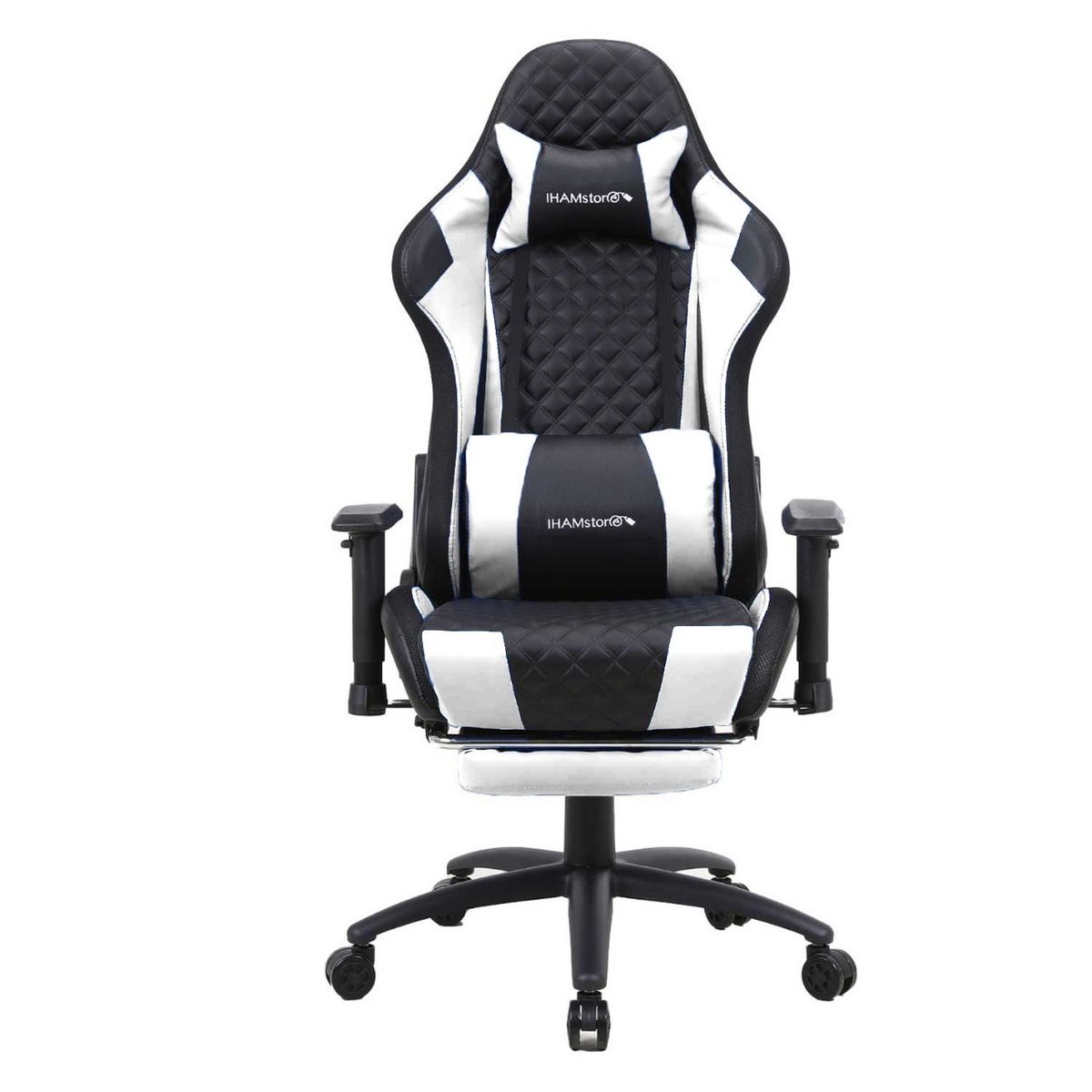IHAM STORE - Silla Gamer de Escritorio Titanium Negra con Blanco
